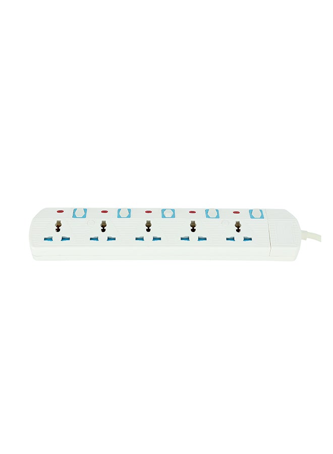 Geepas 5 Way Extension Socket -  5 Led Indicators with Power Switches | Extra Long 5m Cord with Over Current Protected | Ideal for All Electronics Devices, 5 In 1 Outlet Power Strips With Lighted On/Off Swich White - Image 5