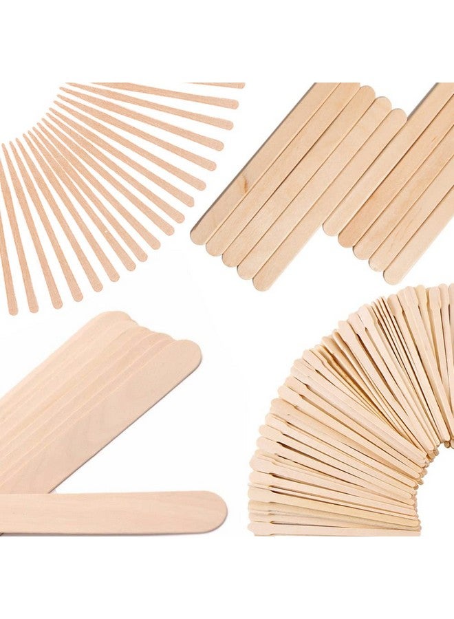Mibly 4 Style 300 Pcs Assorted Wooden Wax Sticks for Body Legs Face and Small Medium Large Sizes Eyebrow Waxing Applicator Spatulas for Hair Removal or Wood Craft Sticks - Image 1