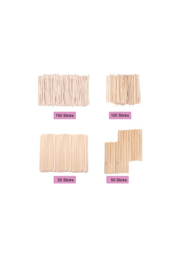 Mibly 4 Style 300 Pcs Assorted Wooden Wax Sticks for Body Legs Face and Small Medium Large Sizes Eyebrow Waxing Applicator Spatulas for Hair Removal or Wood Craft Sticks - Image 3