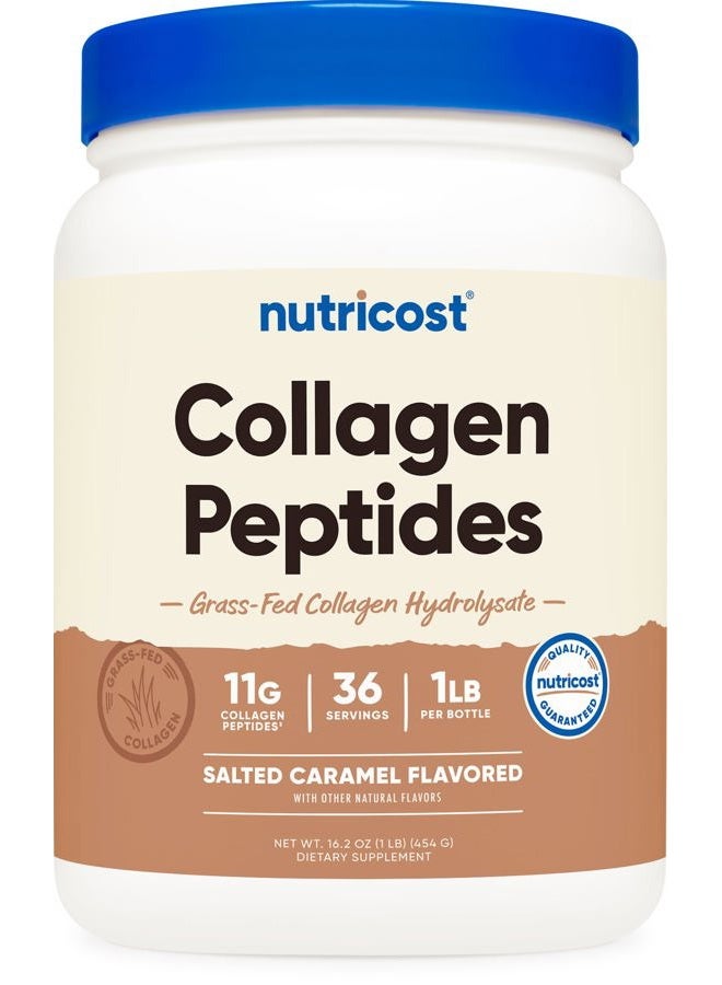 Nutricost Grass-Fed Collagen Powder 1LB (454 G) (Salted Caramel) - Grass Fed Bovine Collagen Hydrolysate - Collagen Peptides - Image 1