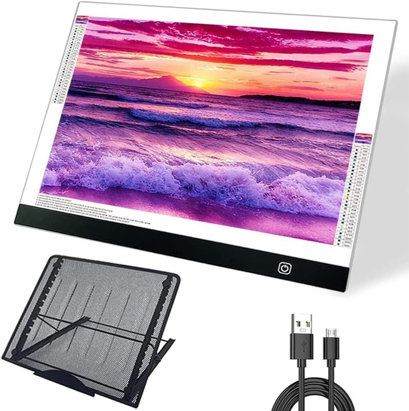 sponake A3s Light Pad Kit with Metal Stand - LED Board for Diamond Painting - USB Powered Tracing Light Box for 5D Diamonds Paint | Sketching | Drawing | Vinyl Weeding | Animation - Image 1