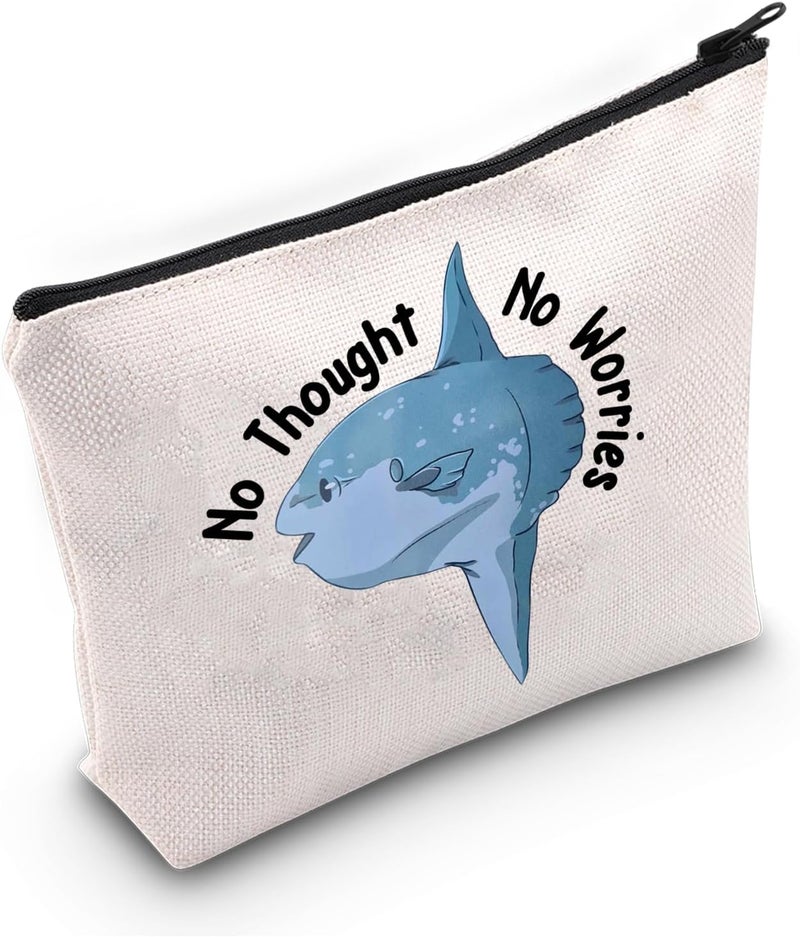 JXGZSO Funny Sunfish Gift Mola Mola Makeup Bag Sunfish Lover GIft Thought No Worries Cosmetic Bag
