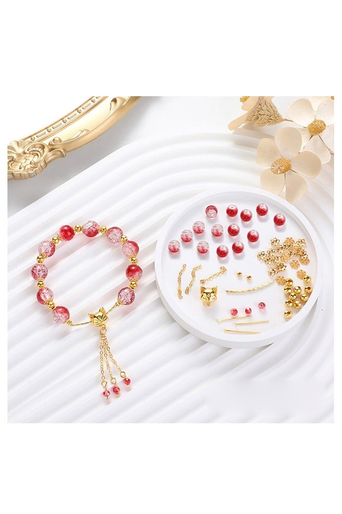 عاطفي الثعلب نمط الزجاج سلسلة حقيبة المواد ، مطرز اليدوية DIY المواد صنع الديكور اليدوي ، صنع المجوهرات ، ممارسة القدرة العملية للأطفال ، صنع الأساور الرائعة ، أساور الخرز والمجوهرات صنع الهدايا الحرفية DIY ، مناسبة للفتيات والنساء - Image 1