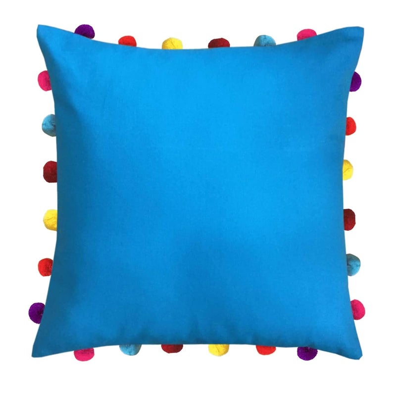 Lushomes Cushion Cover 18x18 Boho Cushion Covers Sofa Pillow Cover Cushion Covers with Tassels Cushion Cover with pom pom 18x18 Inches Set of 5 Blue - Image 2