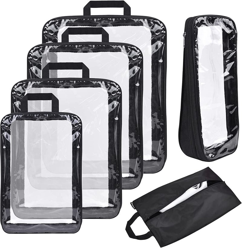 BAGAIL Transparent Compression Packing Cubes, Clear and Visible Travel Packing Organizer for backpack and suitcase(Transparent 6set) - Image 2