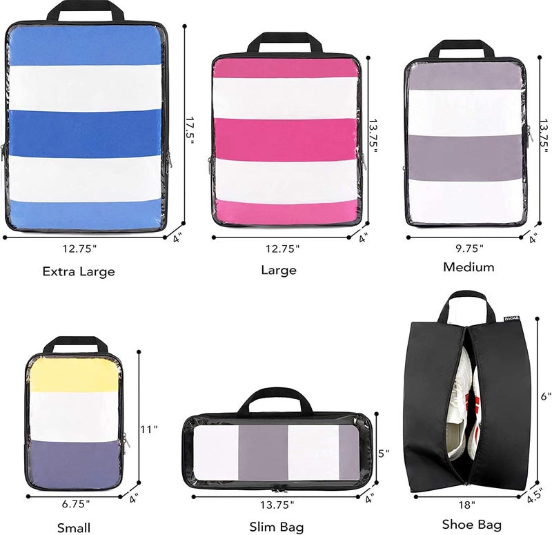 BAGAIL Transparent Compression Packing Cubes, Clear and Visible Travel Packing Organizer for backpack and suitcase(Transparent 6set) - Image 3