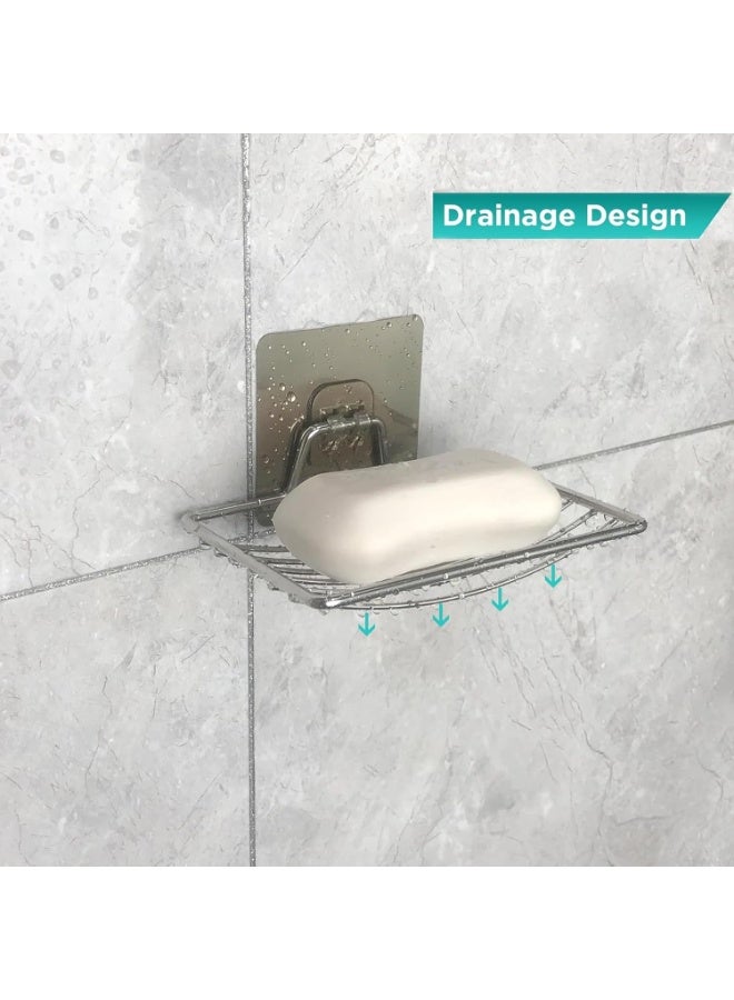 MJZ Stainless Steel Soap Holder, Wall Mounted Self Adhesive Soap Dish, No Drilling Soap Tray Bar, Easy Installation, for Home, Kitchen, Bathroom, Shower (Silver) - Image 4