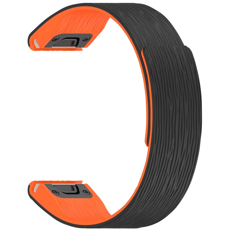 erorex For Garmin 26Mm Vertical Striped Magnetic Silicone Quick Release Watch Band(Black Orange) - Image 3