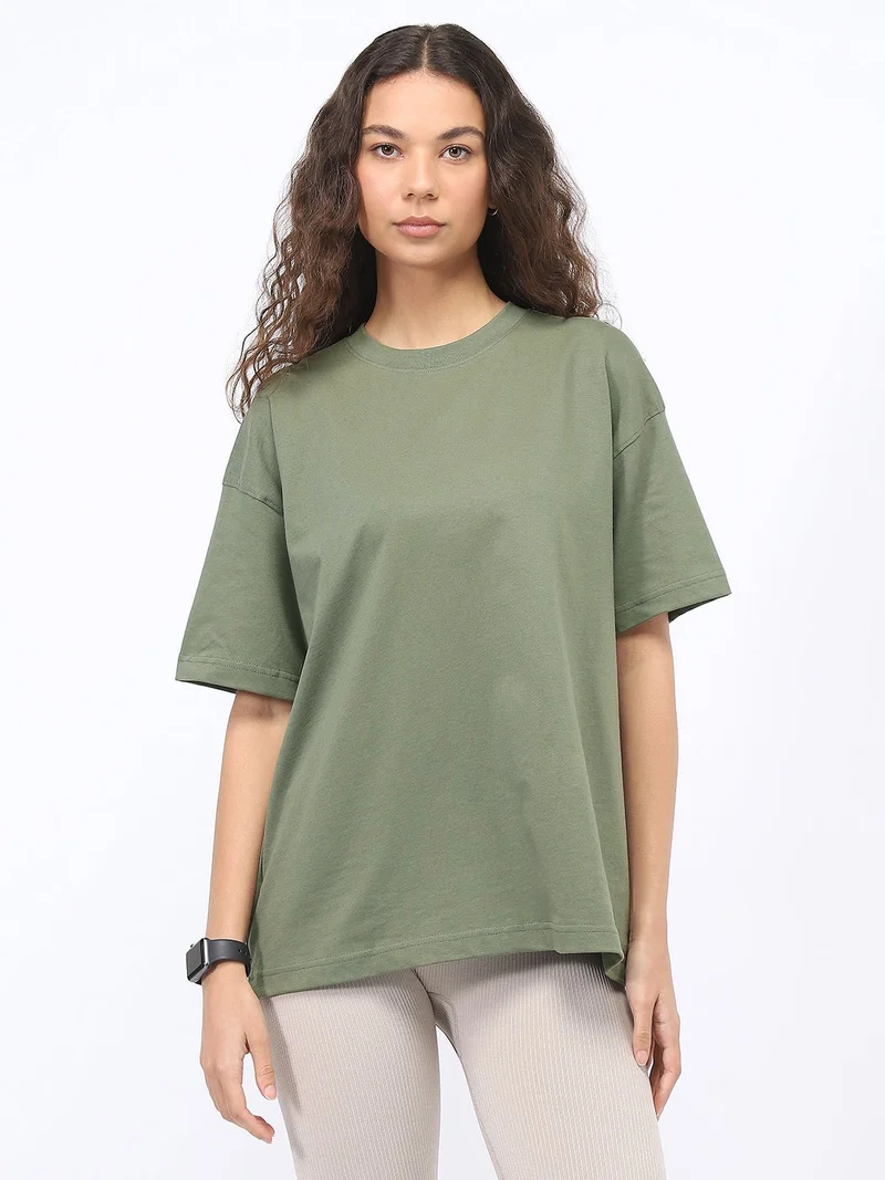 نوبيرو Nobero Oversized Solid T-shirt for women