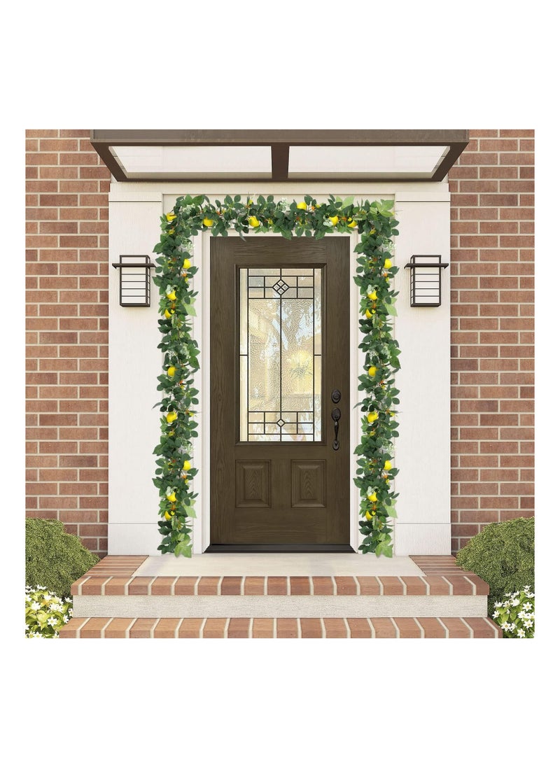 Y&D 6 Ft Artificial Lemon Garland Spring Greenery with Flowers Summer Fruit Wreath for Front Door Wall Table Wedding Decor  - Image 5