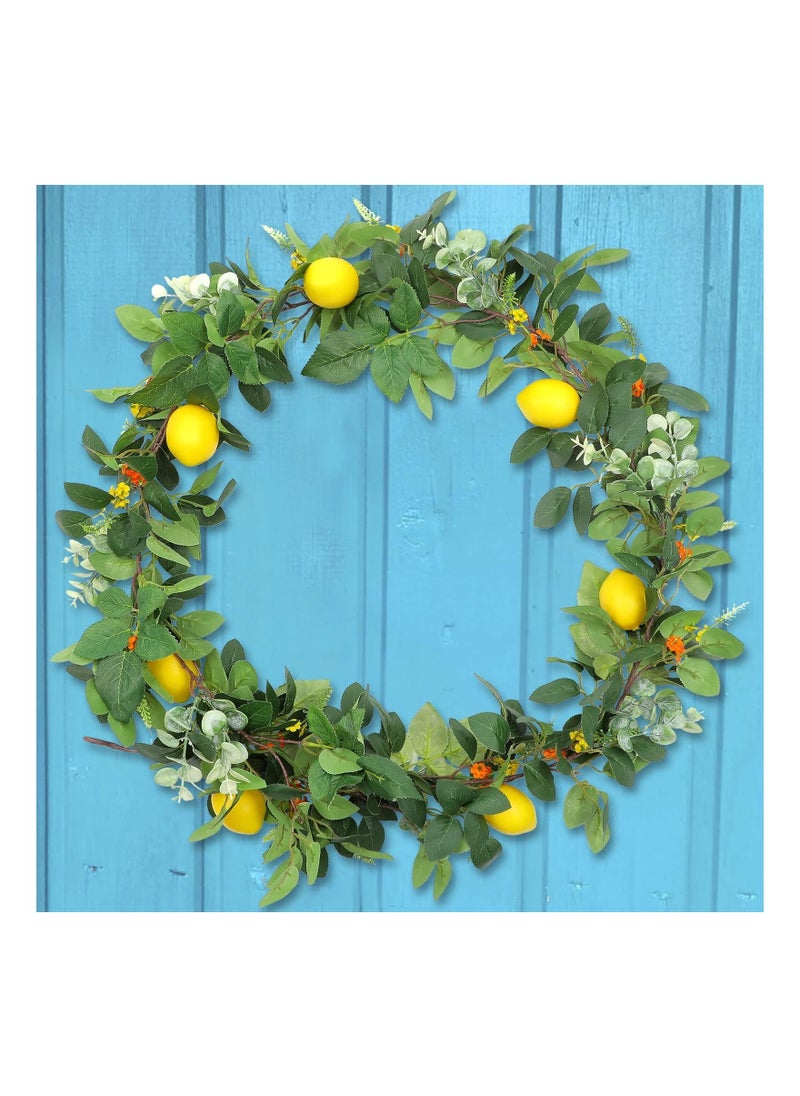 Y&D 6 Ft Artificial Lemon Garland Spring Greenery with Flowers Summer Fruit Wreath for Front Door Wall Table Wedding Decor  - Image 4