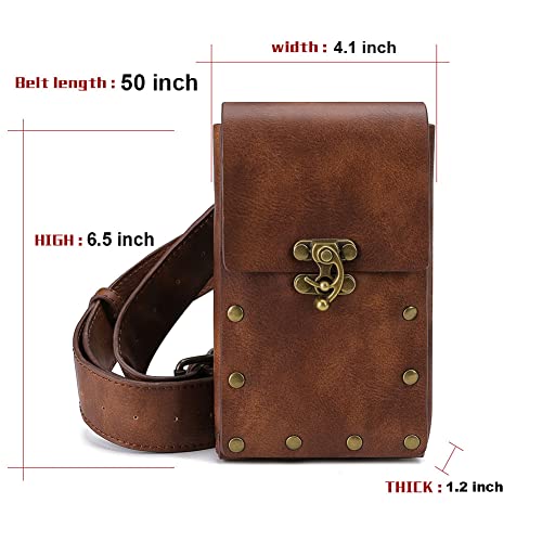 Valentoria Renaissance Belt Pouch Medieval Viking Pirate Leather Belt Bag Skirt Hike Halloween Cosplay Costume Accessories(Brown) - Image 5