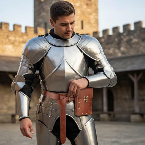 Valentoria Renaissance Belt Pouch Medieval Viking Pirate Leather Belt Bag Skirt Hike Halloween Cosplay Costume Accessories(Brown) - Image 3