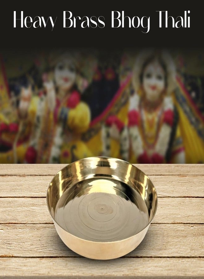 TORPPEZA Brass plain Design heavy plate for store kumkum, haldi, akshat, prashad/heavy small thali for pooja purpose round shape plate (Size - 12.4cm) Pack of 1 - Image 2