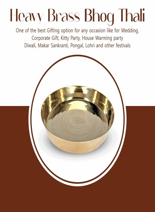 TORPPEZA Brass plain Design heavy plate for store kumkum, haldi, akshat, prashad/heavy small thali for pooja purpose round shape plate (Size - 12.4cm) Pack of 1 - Image 4
