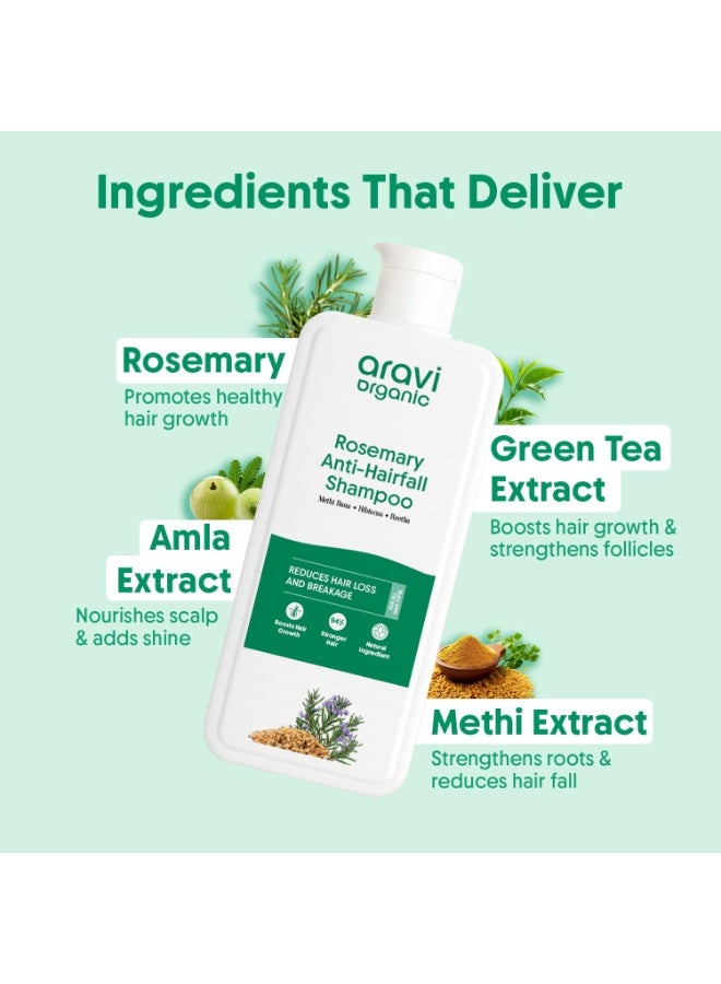 Aravi Organic Rosemary Anti Hairfall Shampoo | Hair Growth & Hairfall Control | Up to 94% Stronger Hair | Sulphate-Free Shampoo for Men & Women | Suitable for All Hair Types | 300ml - Image 3