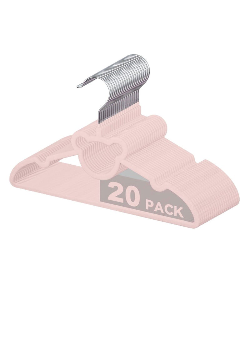 Mmmon Kids Velvet Hangers (12.8 Inch-20Pack), Non-Slip Baby Clothes Hangers forCloset, Ultra Slim Space Saving ChildrensHangers, 360Degree Swivel-Hook,Infant/Toddler Hangers, Light grey powder - Image 1
