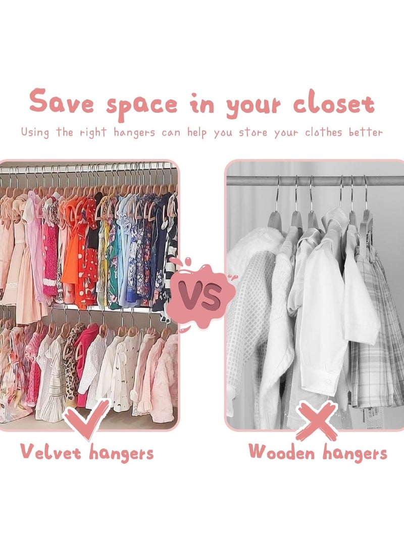 Mmmon Kids Velvet Hangers (12.8 Inch-20Pack), Non-Slip Baby Clothes Hangers forCloset, Ultra Slim Space Saving ChildrensHangers, 360Degree Swivel-Hook,Infant/Toddler Hangers, Light grey powder - Image 5