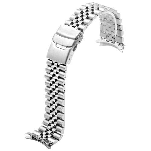 Juntan 18mm Watch Band Stainless Steel Curved Ends Watch Bracelet Tapered Metal Watch Strap Men Women Silver Adjustable Replacement Bands Deployment Double Lock Buckle - Image 2