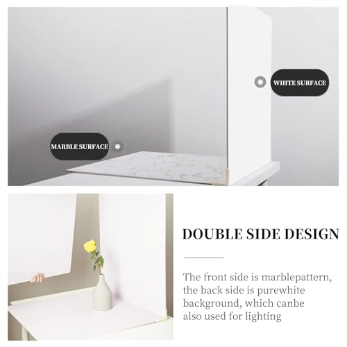 BEIYANG Food Photography Backdrops 24x24 Inch Marble Photo Backdrop Boards 3PCS White Photography Backdrop Boards with 3 Bracket Kits Soild Board Waterproof Backdrop for Food Photography - Image 5