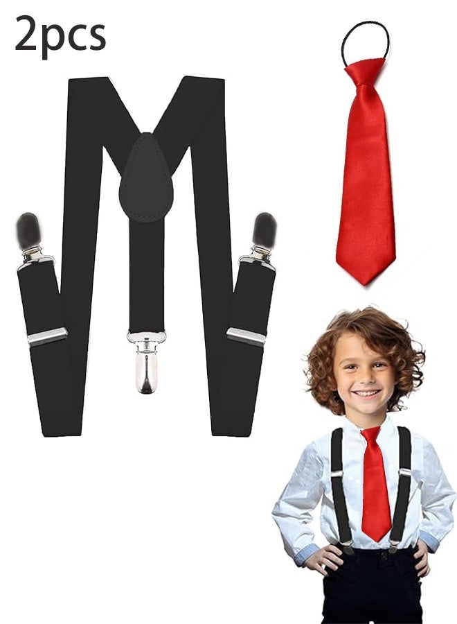 KANGLI Adjustable Kids Y Suspender Bowtie Necktie Sets for 6 Months to 13 Year Old Boys & Girls - Image 1