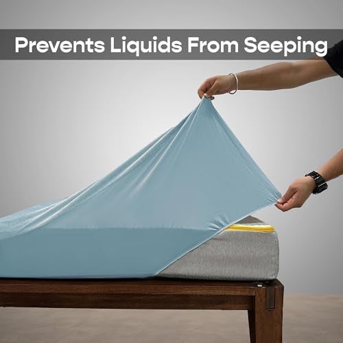 SleepyCat Waterproof Ultra Soft Mattress Protector | Cotton Feel Fitted Cover for Queen Bed | Breathable, Hypoallergenic & Durable Protection | 75x60 Inches | Blue - Image 2