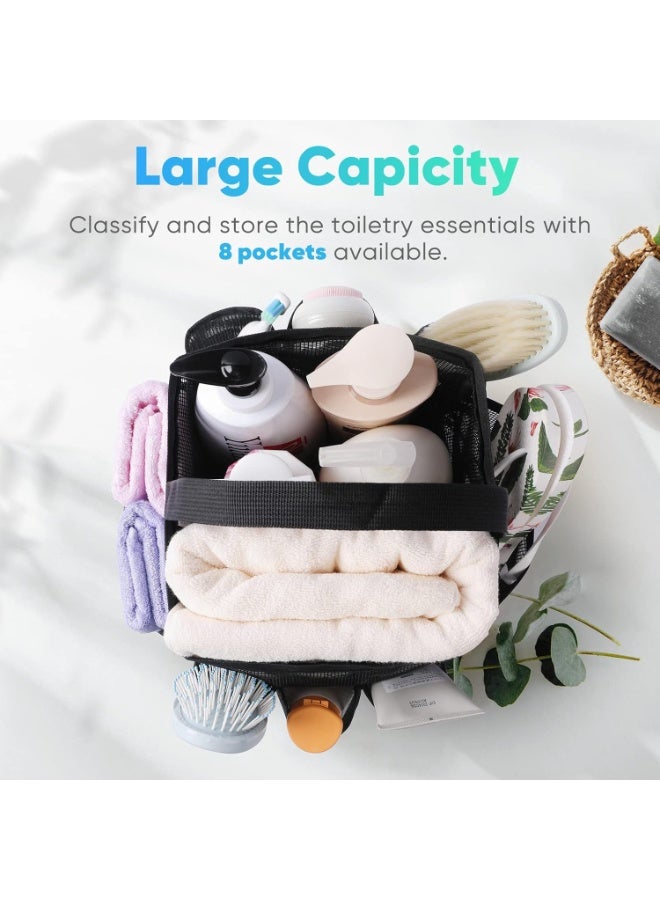 EUDELE حامل دش شبكي محمول لمستلزمات غرفة السكن الجامعي، حامل دش للسكن الجامعي بسعة كبيرة 8 جيوب، حقيبة استحمام للشاطئ والسباحة والصالة الرياضية - Image 2