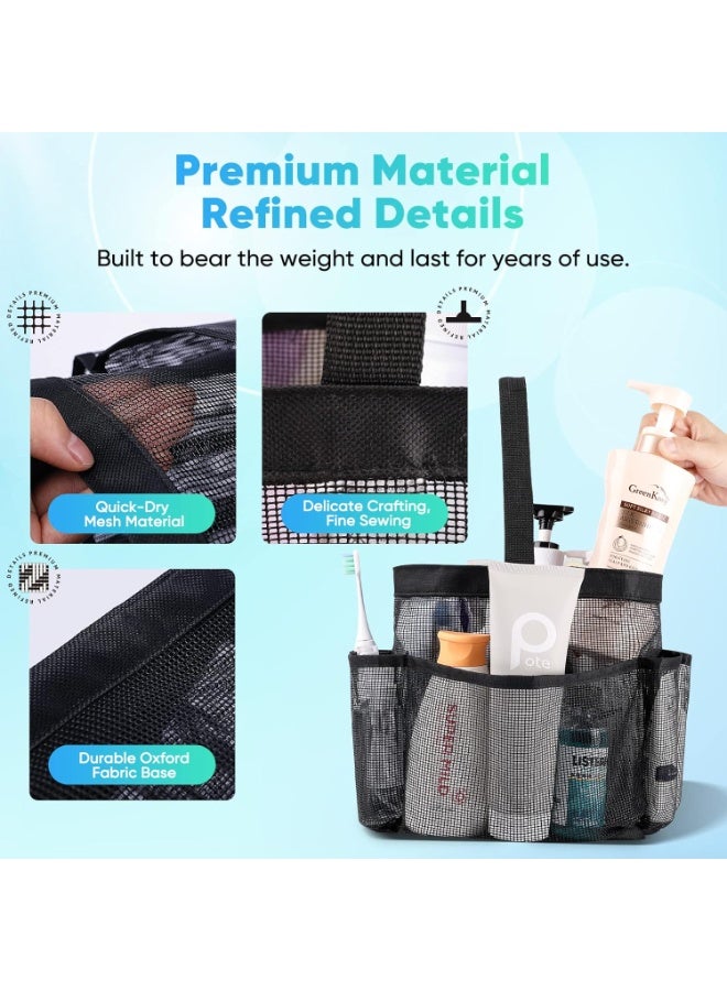 EUDELE حامل دش شبكي محمول لمستلزمات غرفة السكن الجامعي، حامل دش للسكن الجامعي بسعة كبيرة 8 جيوب، حقيبة استحمام للشاطئ والسباحة والصالة الرياضية - Image 4