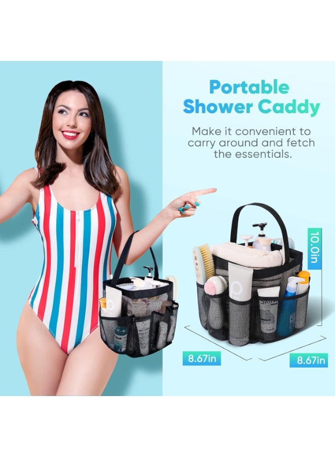 EUDELE حامل دش شبكي محمول لمستلزمات غرفة السكن الجامعي، حامل دش للسكن الجامعي بسعة كبيرة 8 جيوب، حقيبة استحمام للشاطئ والسباحة والصالة الرياضية - Image 3