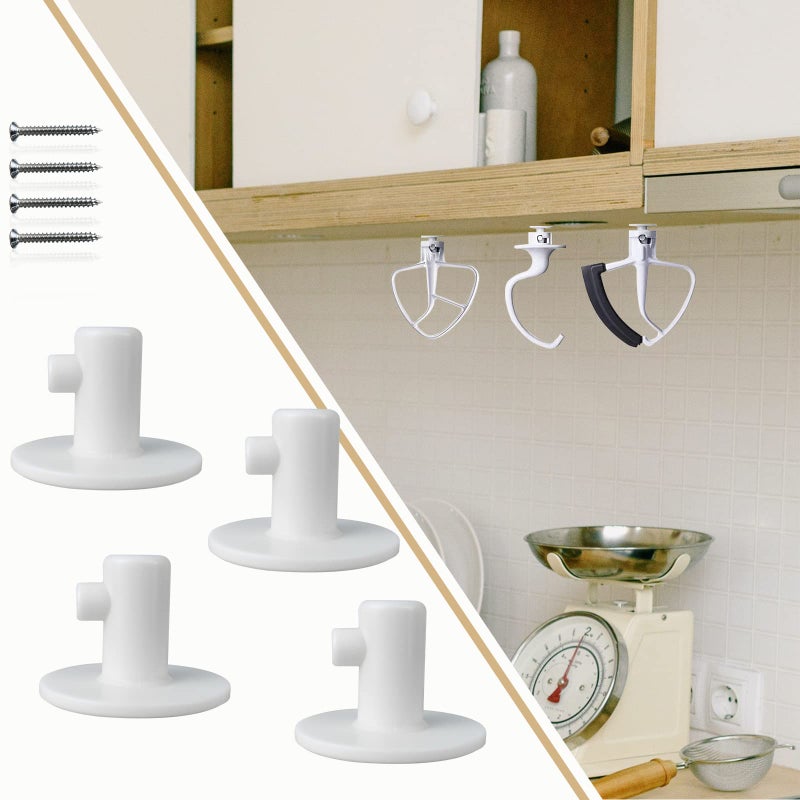 WishLotus WishLotus 4 Pcs Stand Mixer Holders Kitchen Storage Organizer with ScrewIn or Adhesive Tape Mixer Attachments Organizer for Storaging Mixer Accessories Tools 4 