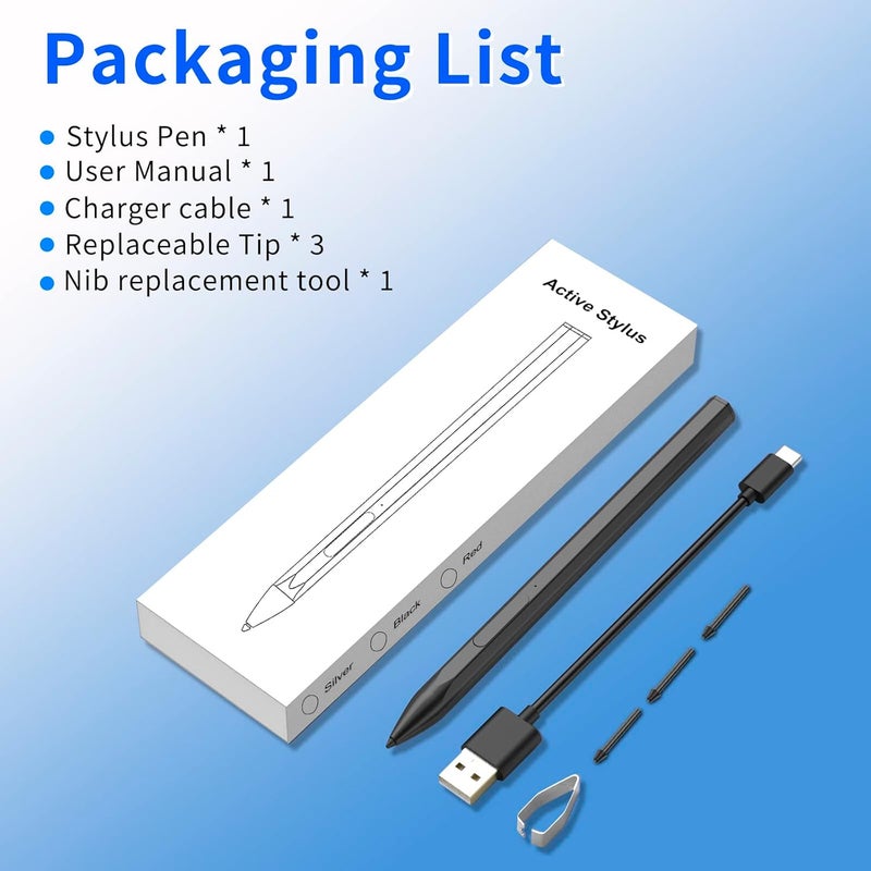 SSSÂ·GRGB Stylus Pen for HP Envy X360 Pavilion X360 Specter X360 Spectre X2 Envy X2 Rechargeable MPP 2.0 Tilt Active Pen with 4096 Pressure Sensitivity, Palm Rejection, Magnetic Attachment Function, Black - Image 5