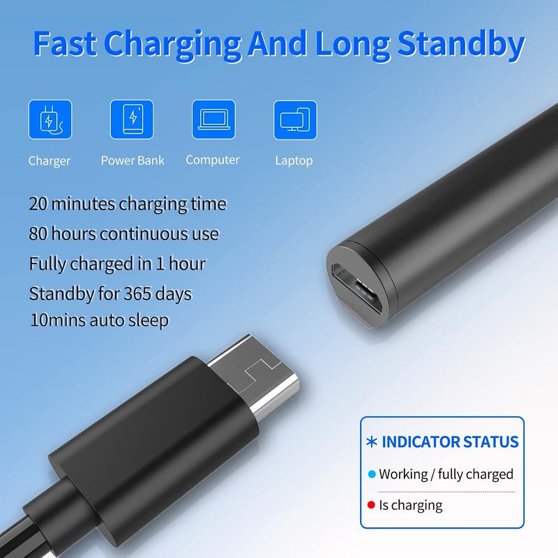 SSSÂ·GRGB Stylus Pen for HP Envy X360 Pavilion X360 Specter X360 Spectre X2 Envy X2 Rechargeable MPP 2.0 Tilt Active Pen with 4096 Pressure Sensitivity, Palm Rejection, Magnetic Attachment Function, Black - Image 4