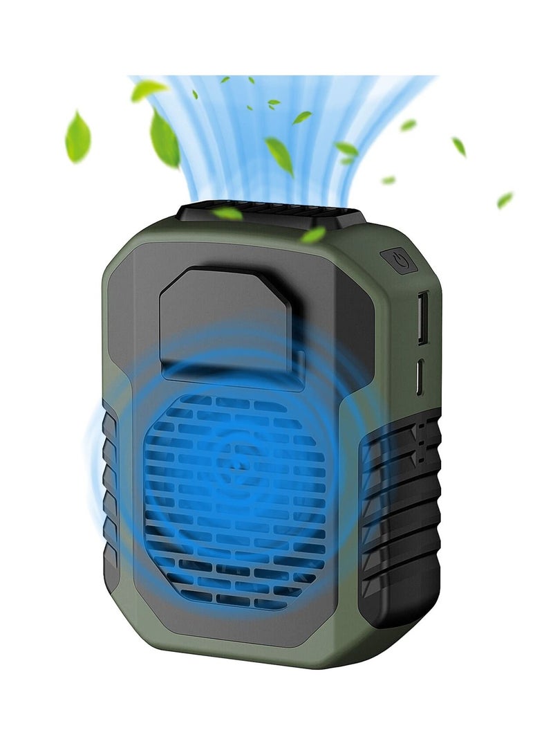 عربست مروحة محمولة على الخصر بسعة 6000 مللي أمبير في الساعة، 3 سرعات، مروحة قابلة لإعادة الشحن بمشبك الخصر مع منفذ USB للعمل في الهواء الطلق، والمزارع، والتنزه، والتخييم (أخضر) - Image 1