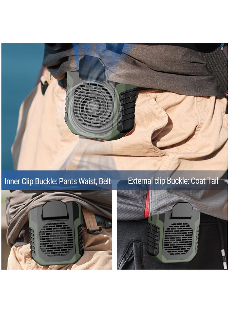 عربست مروحة محمولة على الخصر بسعة 6000 مللي أمبير في الساعة، 3 سرعات، مروحة قابلة لإعادة الشحن بمشبك الخصر مع منفذ USB للعمل في الهواء الطلق، والمزارع، والتنزه، والتخييم (أخضر) - Image 5