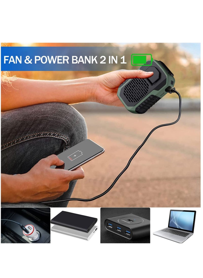 عربست مروحة محمولة على الخصر بسعة 6000 مللي أمبير في الساعة، 3 سرعات، مروحة قابلة لإعادة الشحن بمشبك الخصر مع منفذ USB للعمل في الهواء الطلق، والمزارع، والتنزه، والتخييم (أخضر) - Image 3