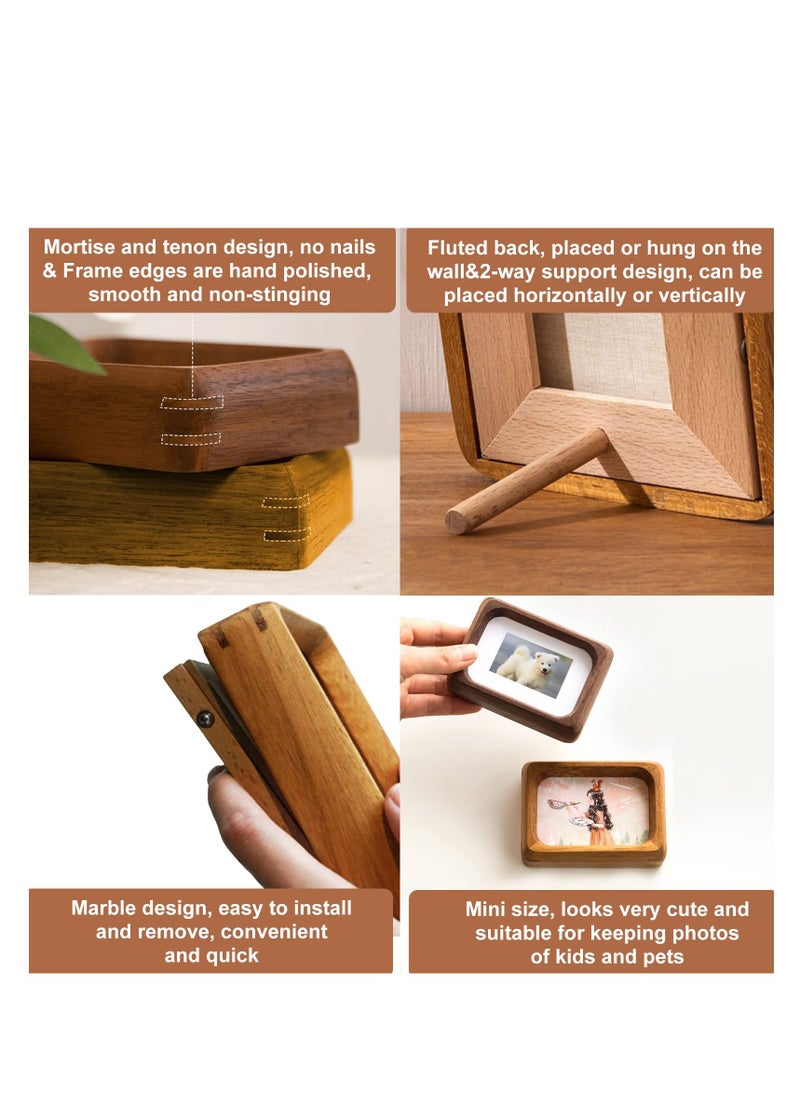 Excefore Nature Wood Picture Frame, with Smooth Round, 2x3 picture with opening mat or 3x4 picture without mat, Vertical or Horizontal Display, for Table top for Kids and Baby (Teak)  - Image 4