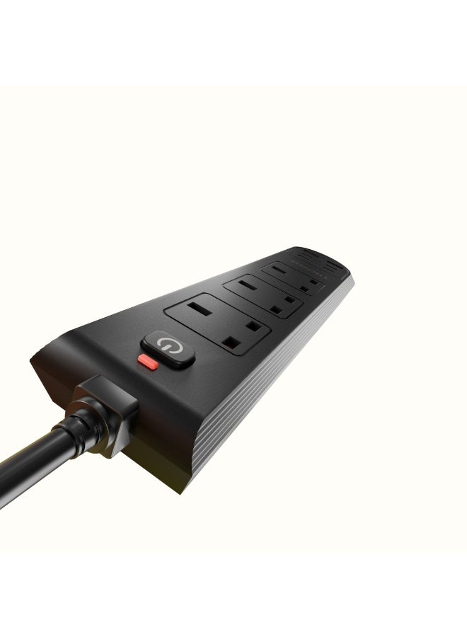 TIKNAL Power Strip 3250W – 5m Cable – 3 UK Plugs, 2 USB Ports, 4 USB-C Ports with Surge Protection - Image 5