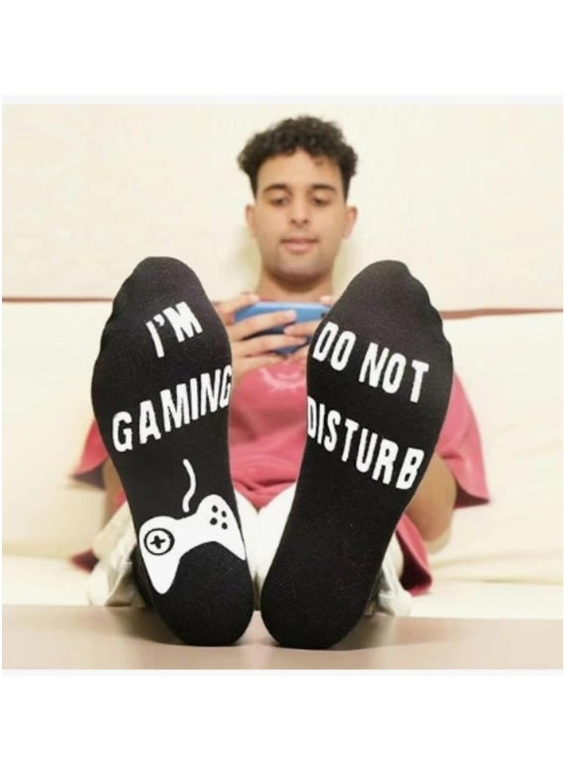 1 Pair Spring/Autumn Luminous Game Mid-Calf Socks with the words "I'm Playing Games, Please Do Not Disturb" Soft and Elastic, Hand Wash Only, Suitable for Men and Women - Image 3