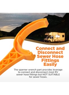 SYOSI RV Sewer Hose Fitting Wrench, Multi - Purpose RV Sewer Hose Wrench, Fits Most 3 - Inch and 4 - Inch Male - Female RV Sewer Caps - Connect and Disconnect Sewer Hose Fittings Easily (Orange)  - Image 3