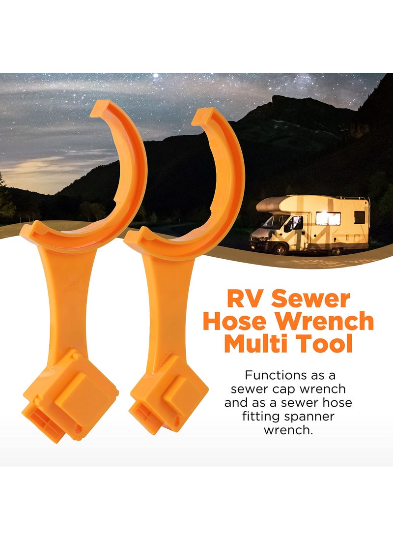 SYOSI - RV Sewer Hose Fitting Wrench, Multi - Purpose RV Sewer Hose Wrench, Fits Most 3 - Inch and 4 - Inch Male - Female RV Sewer Caps - Connect and Disconnect Sewer Hose Fittings Easily (Orange) - Image 1