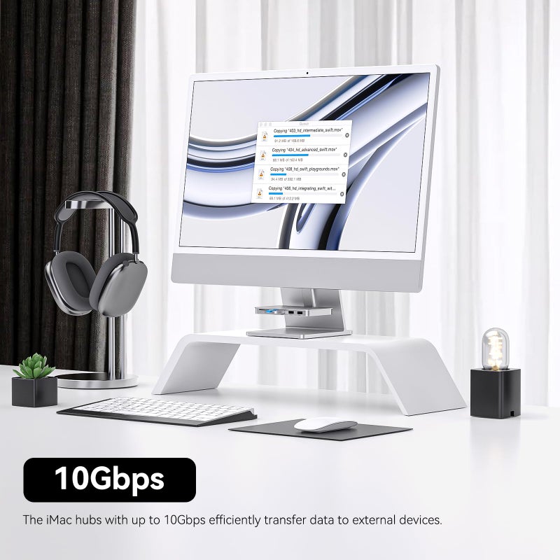 minisopuru ملحقات Minisopuru iMac لجهاز iMac M1/M3/M4، محور USB C لجهاز iMac 2021/2023/2024 مع USB A/C بسرعة 10Gbps، SD/TF، محول iMac متوافق مع iMac 24 بوصة وشاشة استوديو 27 بوصة، فضي. - Image 3