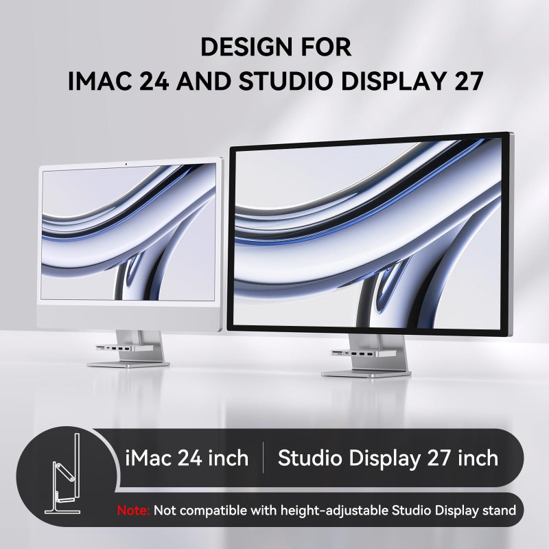 minisopuru ملحقات Minisopuru iMac لجهاز iMac M1/M3/M4، محور USB C لجهاز iMac 2021/2023/2024 مع USB A/C بسرعة 10Gbps، SD/TF، محول iMac متوافق مع iMac 24 بوصة وشاشة استوديو 27 بوصة، فضي. - Image 5
