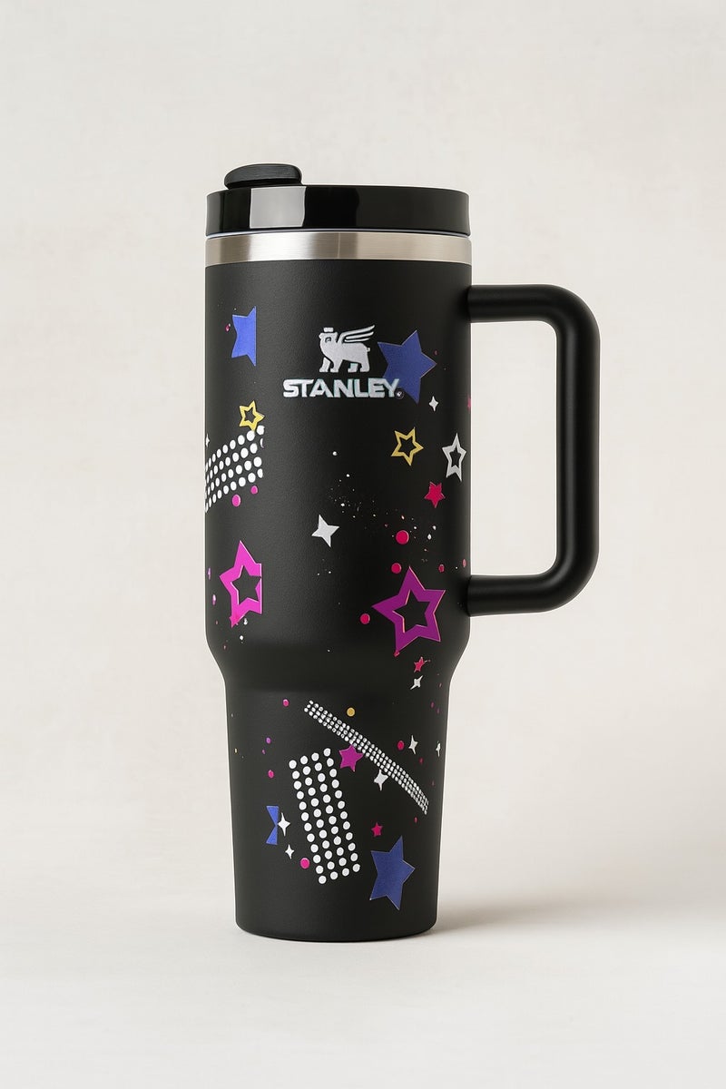 Stanley Stanley X Barbie 60s Stanley Steel Tumbler 40 oz with Plastic Straw Black. - Image 1