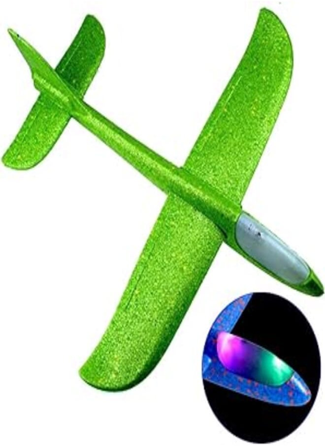 SHOWAY - SHOWAY Flying Glider Planes With Flash LED Light 18.9" Foam Flight Mode Throwing Air Plane Aerobatic Airplane Outdoor Sport Game Toys Gift for Kids 3 4 5 6 7 Year Old Boy Green - Image 1