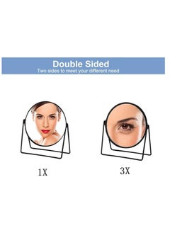 Cool Baby Makeup Mirror Round Rotating Desktop Standing Mirror 360° Rotating Double-Sided Dressing Table Mirror (Black)  - Image 3