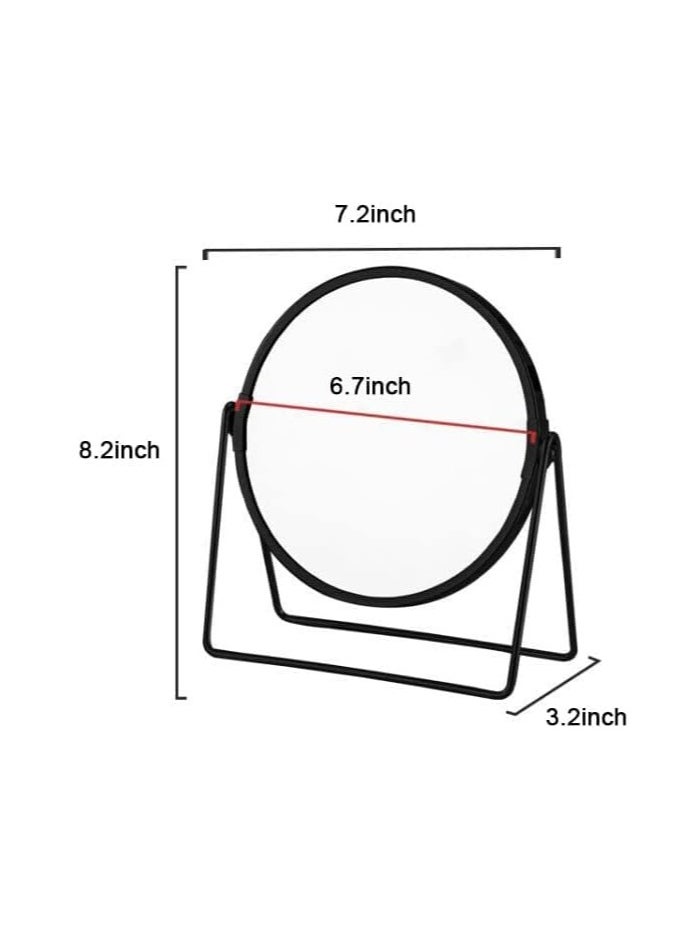 Cool Baby - Makeup Mirror Round Rotating Desktop Standing Mirror 360° Rotating Double-Sided Dressing Table Mirror (Black) - Image 1