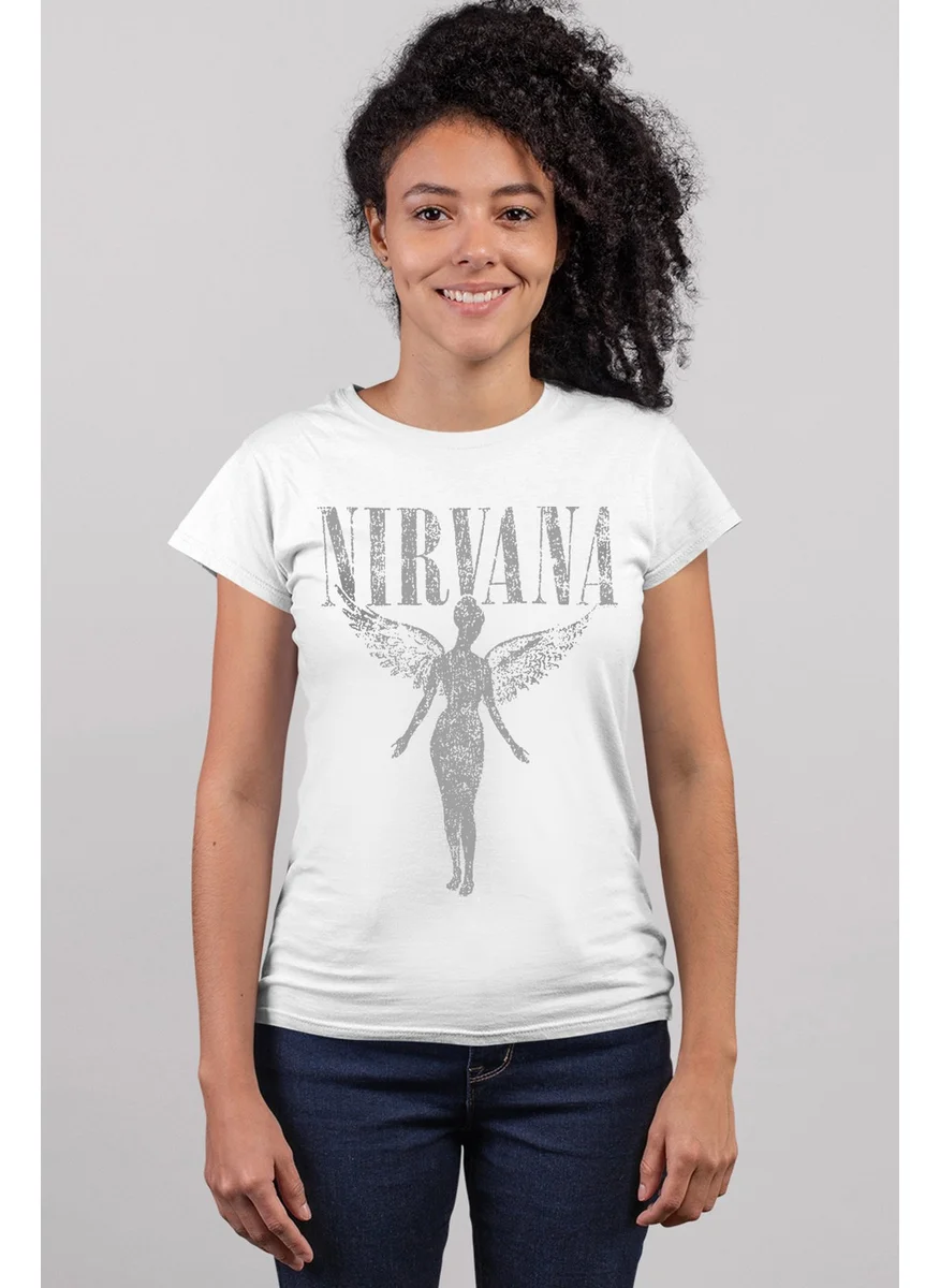 Rock&Roll Angel Nirvana White Short Sleeve Women's T-Shirt