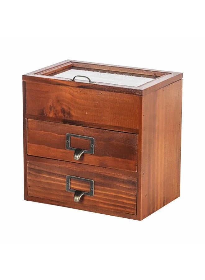 Primo Supply 6-Slot Jewelry Organizer - Wooden Storage Cabinet for Watches & Jewelries & - Rustic Desktop Accessory & Craft Storage Cabinet - Vintage Jewelry Holder w/Glass Display - Wood Jewelry Box - Image 1