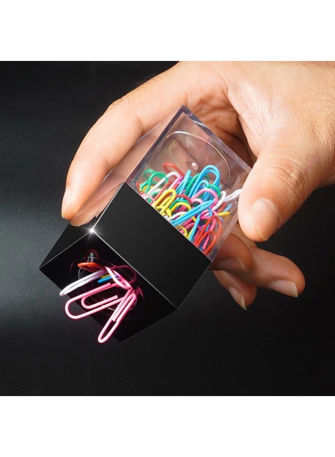 grwanpen R&S 2 Magnetic Paper Clip Dispenser Boxes with 100 Multicolored Paper Clips Each,Black - Image 2