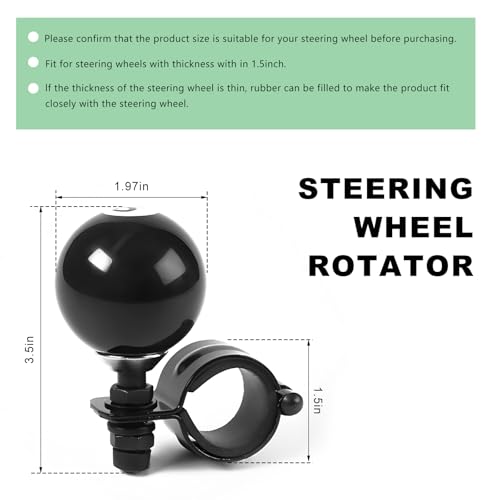 FSTURIOS 8 Ball Steering Wheel Knob Spinner Round Billiard Ball Driving Turning Car Power Handle Grip Knob Universal Steering Wheel Spinner Turning Aid Helper for Most Vehicles - Image 3